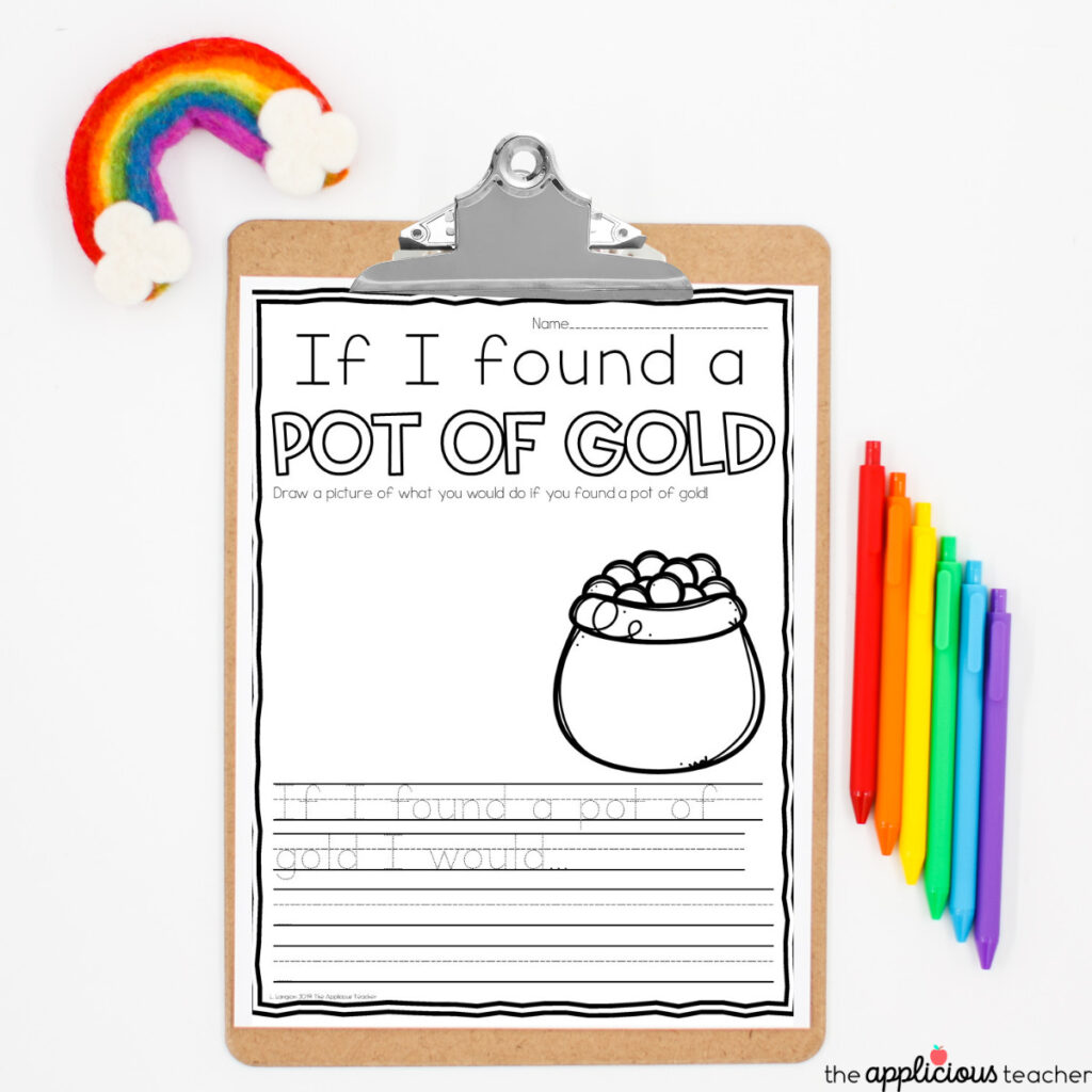 if I found a pot of gold st patricks day writing activity