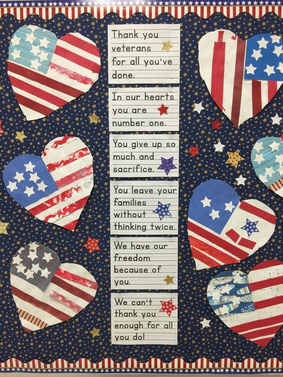 Veteran's Day heart bulletin board