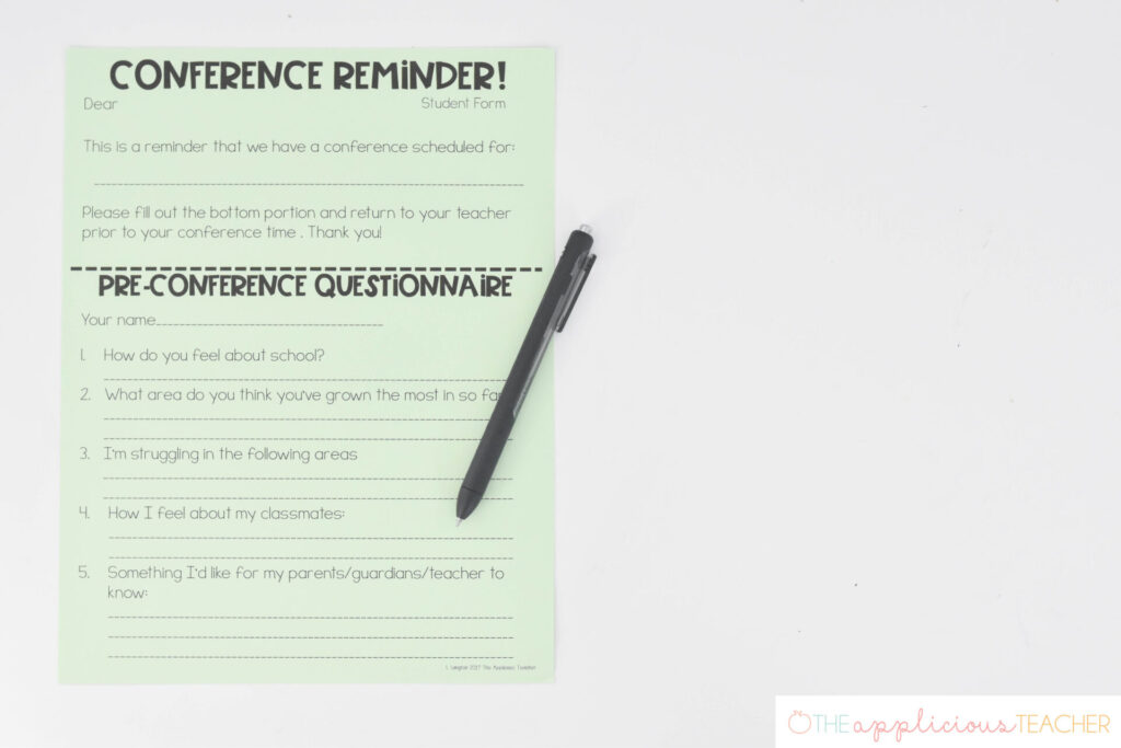 parent questionnaire for conference