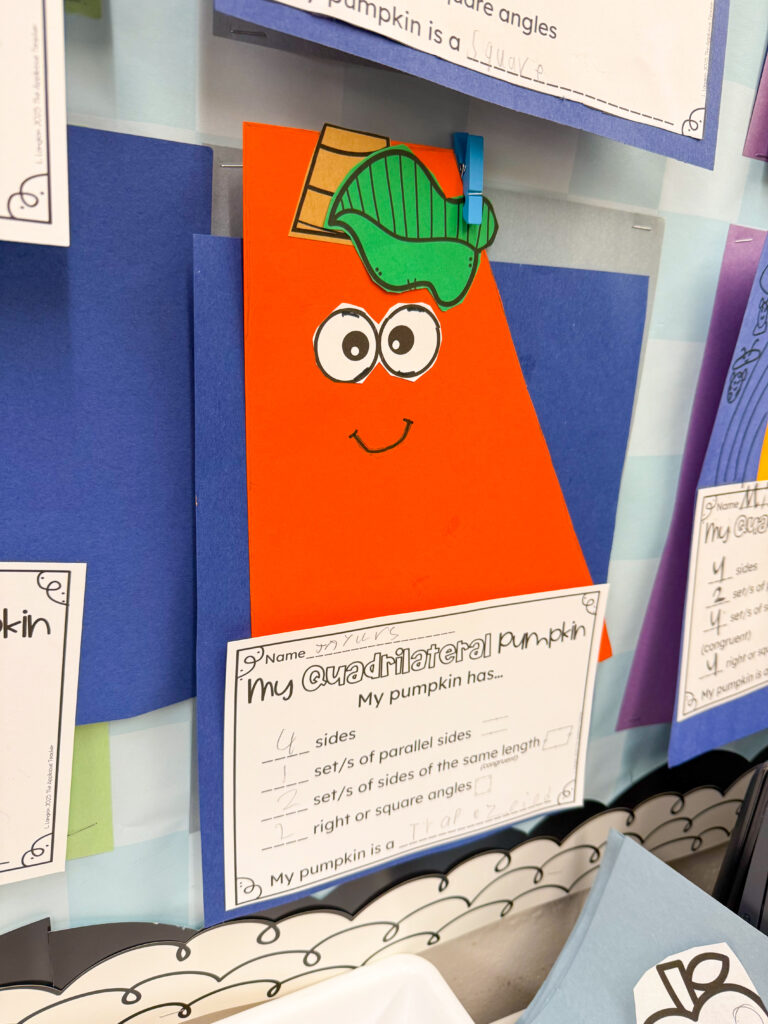 quadrilateral activity- quadrilateral pumpkin The Applicious teacher
